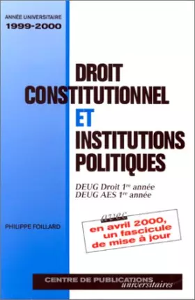 Couverture du produit · Droit constitutionnel et institutions politiques : DEUG droit première année
