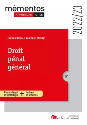Couverture du produit · Droit pénal général: Les grands principes - L'infraction - L'auteur - Les peines (2022-2023)