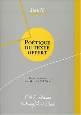 Couverture du produit · Poétique du texte offert