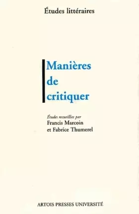 Couverture du produit · Manières de critiquer