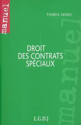 Couverture du produit · Droit des contrats spéciaux