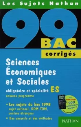 Couverture du produit · Bac 1998-1999 : Sciences économiques et sociales, corrigés