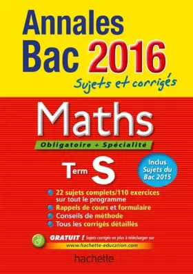 Couverture du produit · Annales 2016 Maths Ts