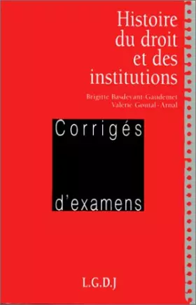 Couverture du produit · Histoire du droit et des institutions