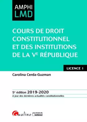 Couverture du produit · Cours de Droit constitutionnel et Institutions de la Ve République (2019-2020)
