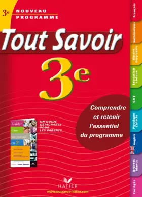 Couverture du produit · Tout savoir 3e