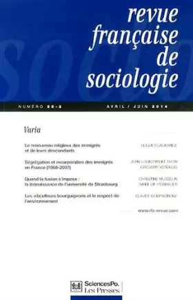 Couverture du produit · REVUE FRANCAISE DE SOCIOLOGIE 55 T2