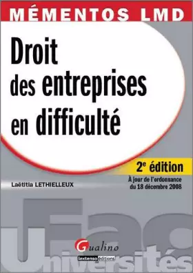 Couverture du produit · Le droit des entreprises en difficulté