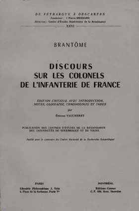 Couverture du produit · Discours sur les colonels de l'infanterie de France