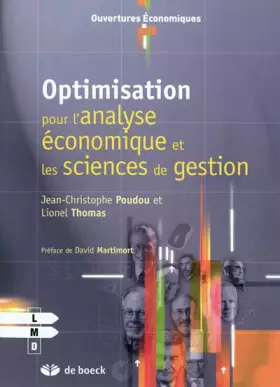 Couverture du produit · Optimisation pour l'analyse économique et les sciences de gestion