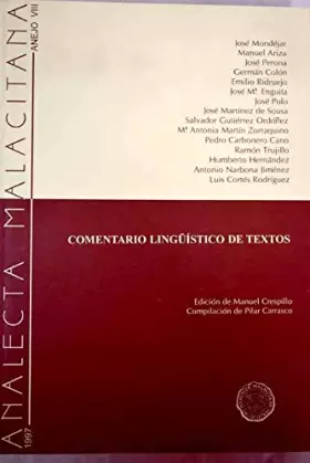 Couverture du produit · Comentario linguistico de textos - anejo VIII