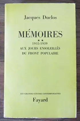 Couverture du produit · Mémoires, t. 2, 1935-1939, aux jours ensoleillés de front populaire.