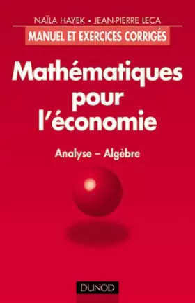 Couverture du produit · Mathématiques pour l'économie : Analyse-Algèbre