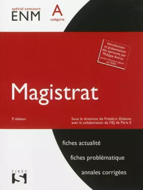 Couverture du produit · Magistrat. Catégorie A - 5e éd.: Spécial Concours