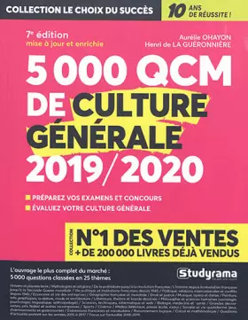 Couverture du produit · 5000 qcm de culture générale 2019-2020