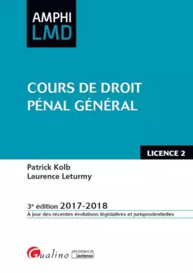 Couverture du produit · Cours de droit pénal général