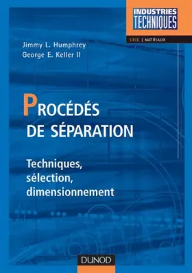 Couverture du produit · Procédés de séparation - Techniques, sélection, dimensionnement