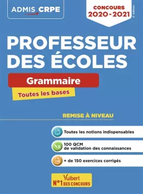 Couverture du produit · Concours Professeur des écoles - CRPE - Toutes les bases en Grammaire en fiches: Ecrits Français CRPE 2020-2021
