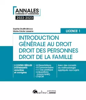 Couverture du produit · Introduction générale au droit et droit des personnes et de la famille - L1, 6ème édition: 3 copies réelles d'étudiants annotée