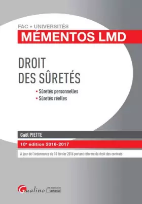 Couverture du produit · Mémentos LMD - Droit des sûretés 2016-2017, 10ème