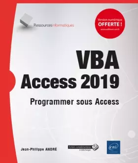 Couverture du produit · VBA Access (versions 2019 et Office 365): Programmer sous Access