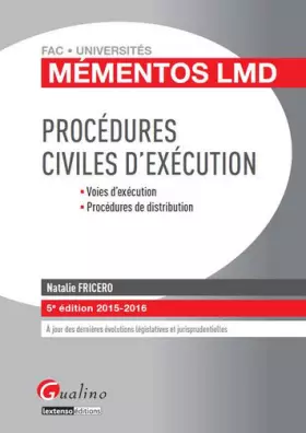Couverture du produit · Mémentos LMD - Procédures civiles d'exécution 2015-2016, 5ème Ed.