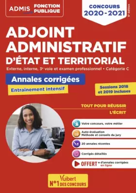 Couverture du produit · Concours Adjoint administratif - Catégorie C - Annales corrigées - Session 2019 incluse: État et territorial - Concours 2020-20