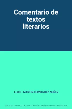 Couverture du produit · Comentario de textos literarios
