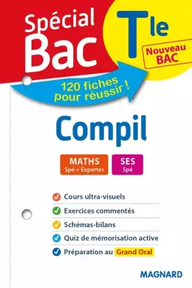 Couverture du produit · Spécial Bac Compil 2 Spés Maths SES Tle Bac 2021: Tout le programme en 120 fiches, cours utlra-visuel, schémas-bilans, exercice
