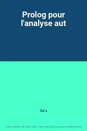 Couverture du produit · Prolog pour l'analyse aut