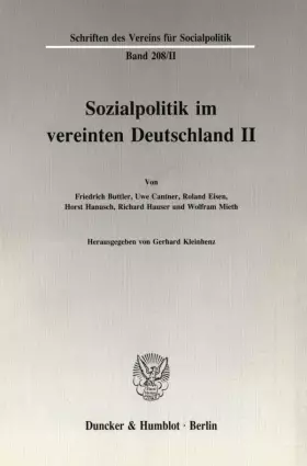 Couverture du produit · Sozialpolitik im vereinten Deutschland II. (Schriften des Vereins für Socialpolitik)