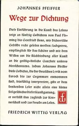 Couverture du produit · Wege zur Dichtung