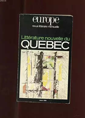 Couverture du produit · Europe. Littérature nouvelle du Québec