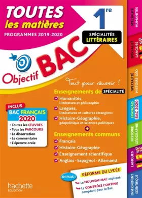 Couverture du produit · Objectif BAC 1re Enseignements communs + Spécialités Lettres-Langues-Histoire-géo BAC 2020
