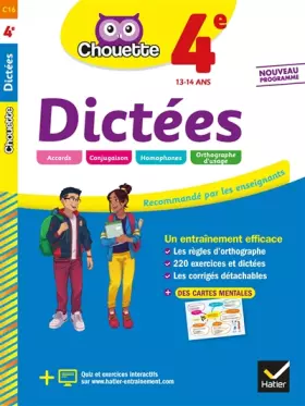 Couverture du produit · Dictées 4e: cahier d'entraînement en orthographe