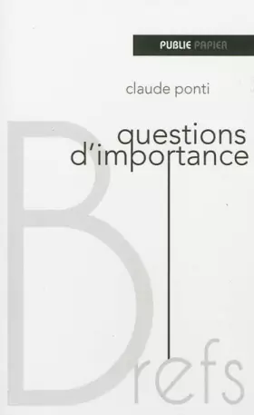 Couverture du produit · Questions d'importance
