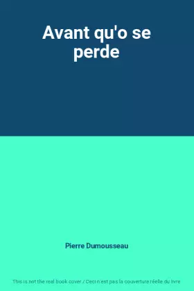 Couverture du produit · Avant qu'o se perde