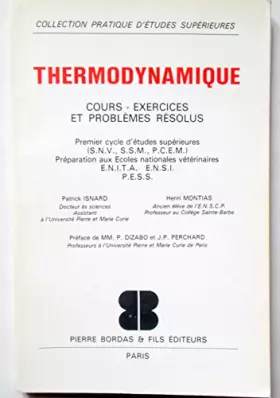 Couverture du produit · Thermodynamique : Cours, exercices et problèmes résolus, 1er cycle d'études supérieures..., préparation aux écoles nationales v