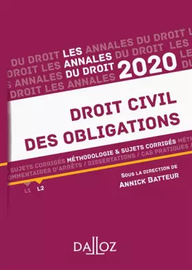 Couverture du produit · Annales Droit civil des obligations 2020: Méthodologie & sujets corrigés