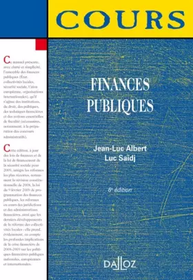 Couverture du produit · Finances publiques