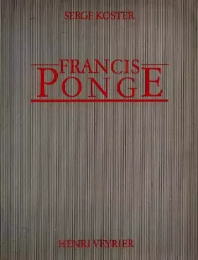Couverture du produit · Francis Ponge