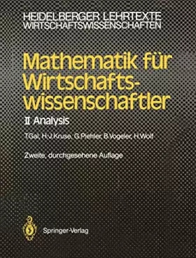 Couverture du produit · Mathematik Fur Wirtschaftswissenschaftler II: Analysis (2., Durchges. Aufl.) (Heidelberger Lehrtexte Wirtschaftswissenschaften)