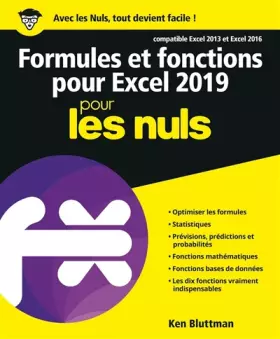 Couverture du produit · Formules et fonctions pour Excel 2019 pour les Nuls