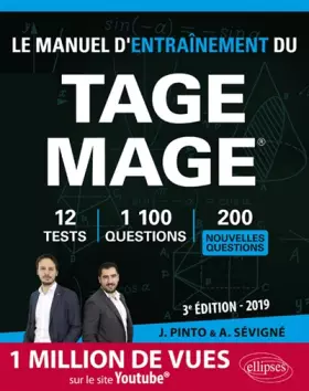 Couverture du produit · Le Manuel d'entraînement du TAGE MAGE - 10 tests blancs, 900 questions + corrigés en vidéo - édition 2019
