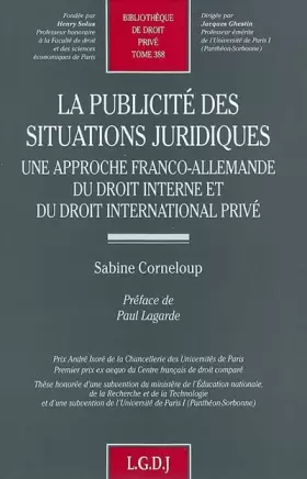 Couverture du produit · La publicité des situations juridiques en droit interne et droit internationl privé