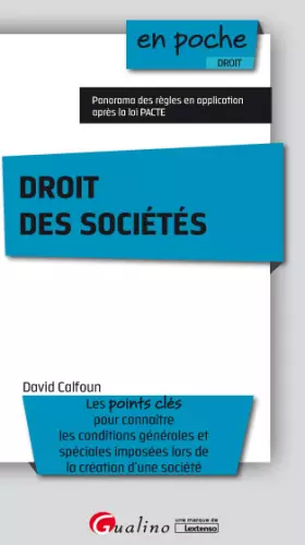 Couverture du produit · Droit des sociétés: Panorama des règles en application après la loi PACTE