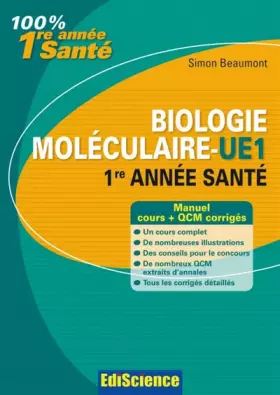 Couverture du produit · Biologie moléculaire-UE1, 1re année Santé - 2e éd. - Cours et QCM corrigés: Cours et QCM corrigés