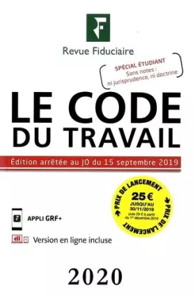 Couverture du produit · Le code du Travail 2020: Spécial étudiant - Sans notes : ni jurisprudence, ni doctrine. Edition arrêtée au JO du 15 septembre 2
