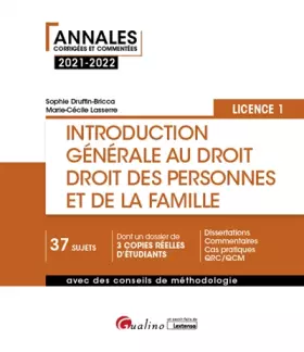 Couverture du produit · Introduction générale au droit et droit des personnes et de la famille - L1