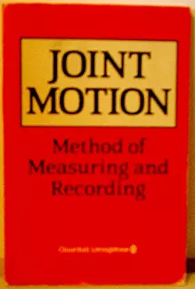 Couverture du produit · Joint Motion: Method of Measuring and Recording